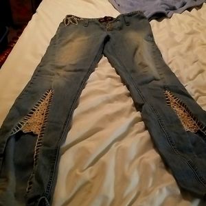 Dollhouse crochet button up flare Jean's size 11